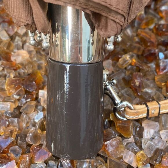 Coach Signature Classic Brown Logo Retractable Umbrella. VGUC. Travel Packable - Picture 11 of 12